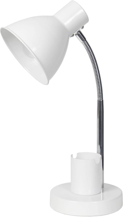 LD1076-BLK 16.22" Sleek Essentials Adjustable Metal Desk Task Lamp with Organizer Compartment, Modern Task Lighting for Office, Desk, Nightstand, Dorm, Black