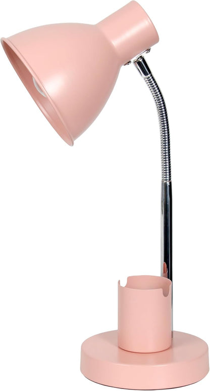 LD1076-BLK 16.22" Sleek Essentials Adjustable Metal Desk Task Lamp with Organizer Compartment, Modern Task Lighting for Office, Desk, Nightstand, Dorm, Black