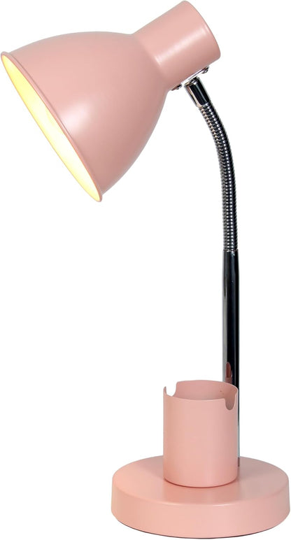 LD1076-BLK 16.22" Sleek Essentials Adjustable Metal Desk Task Lamp with Organizer Compartment, Modern Task Lighting for Office, Desk, Nightstand, Dorm, Black