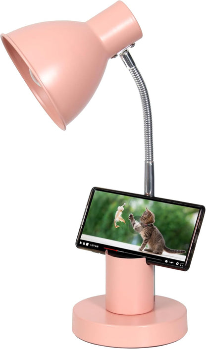 LD1076-BLK 16.22" Sleek Essentials Adjustable Metal Desk Task Lamp with Organizer Compartment, Modern Task Lighting for Office, Desk, Nightstand, Dorm, Black