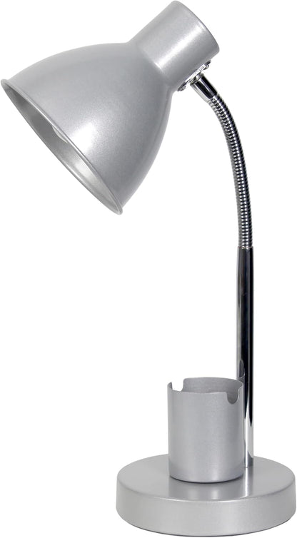 LD1076-BLK 16.22" Sleek Essentials Adjustable Metal Desk Task Lamp with Organizer Compartment, Modern Task Lighting for Office, Desk, Nightstand, Dorm, Black