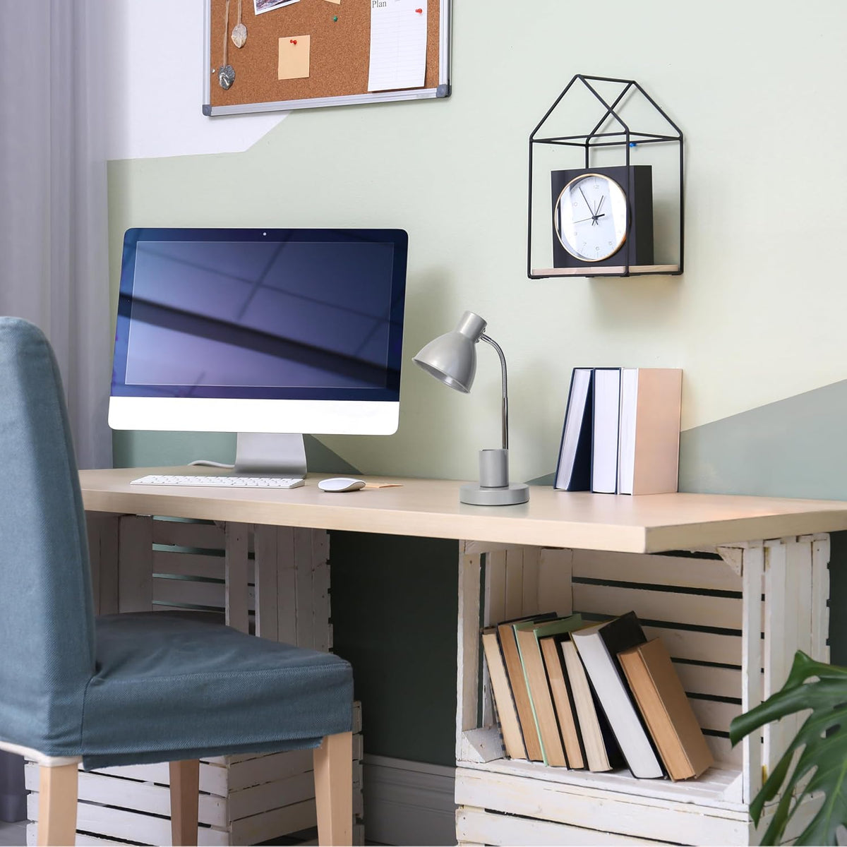 LD1076-BLK 16.22" Sleek Essentials Adjustable Metal Desk Task Lamp with Organizer Compartment, Modern Task Lighting for Office, Desk, Nightstand, Dorm, Black