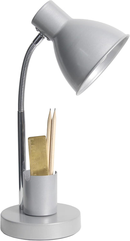 LD1076-BLK 16.22" Sleek Essentials Adjustable Metal Desk Task Lamp with Organizer Compartment, Modern Task Lighting for Office, Desk, Nightstand, Dorm, Black