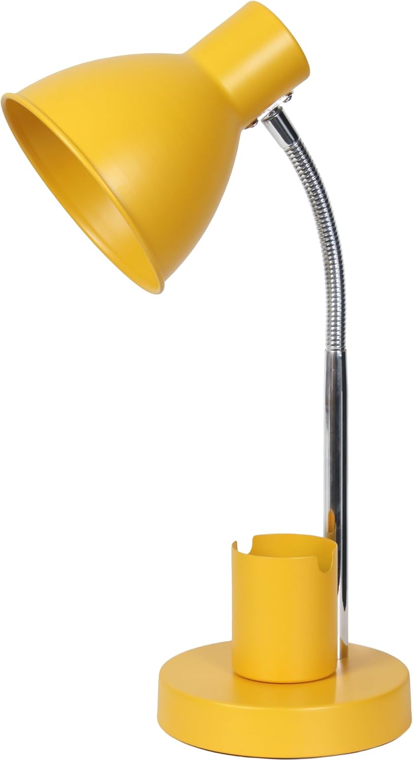LD1076-BLK 16.22" Sleek Essentials Adjustable Metal Desk Task Lamp with Organizer Compartment, Modern Task Lighting for Office, Desk, Nightstand, Dorm, Black