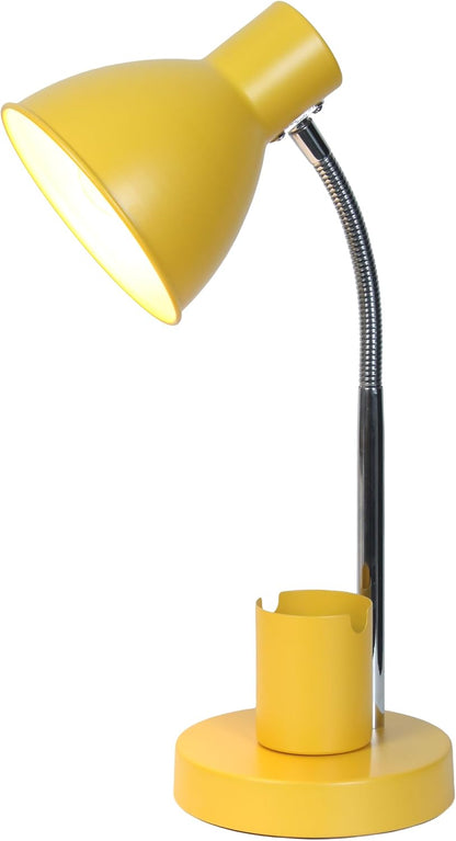 LD1076-BLK 16.22" Sleek Essentials Adjustable Metal Desk Task Lamp with Organizer Compartment, Modern Task Lighting for Office, Desk, Nightstand, Dorm, Black