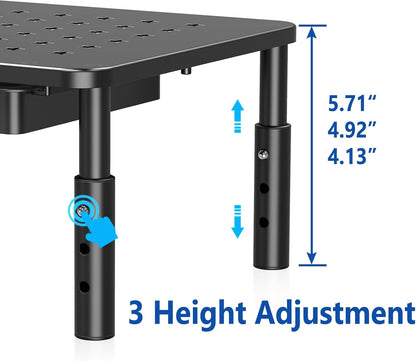 2 Pack Monitor Stand Riser with Drawer, 3 Height Adjustable