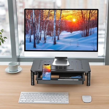2 Pack Monitor Stand Riser with Drawer, 3 Height Adjustable