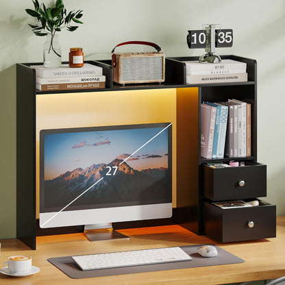 Desktop Bookshelf, 36.4" DormDesk Hutch with 5 Shelves