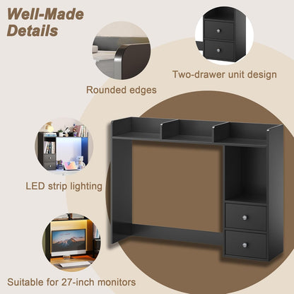 Desktop Bookshelf, 36.4" DormDesk Hutch with 5 Shelves
