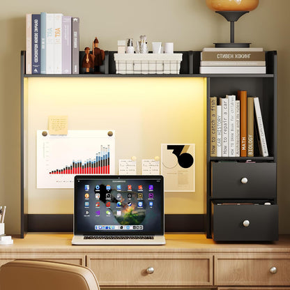 Desktop Bookshelf, 36.4" DormDesk Hutch with 5 Shelves