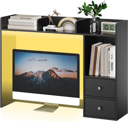 Desktop Bookshelf, 36.4" DormDesk Hutch with 5 Shelves