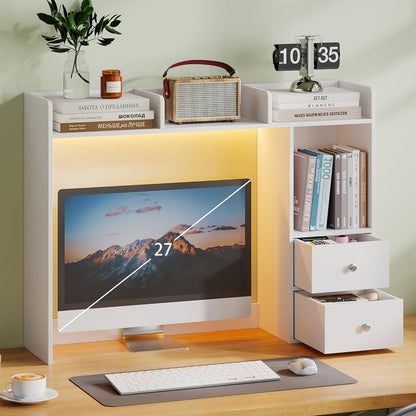 Desktop Bookshelf, 36.4" DormDesk Hutch with 5 Shelves