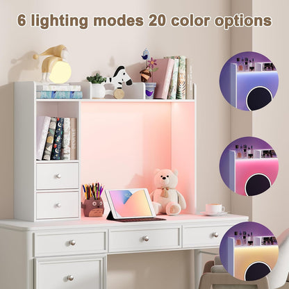 Desktop Bookshelf, 36.4" DormDesk Hutch with 5 Shelves