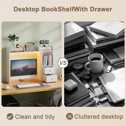 Desktop Bookshelf, 36.4" DormDesk Hutch with 5 Shelves