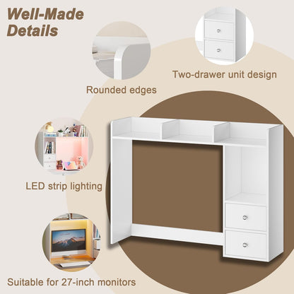 Desktop Bookshelf, 36.4" DormDesk Hutch with 5 Shelves