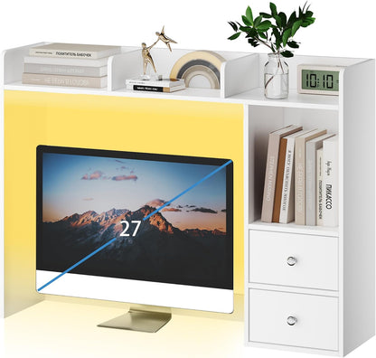 Desktop Bookshelf, 36.4" DormDesk Hutch with 5 Shelves