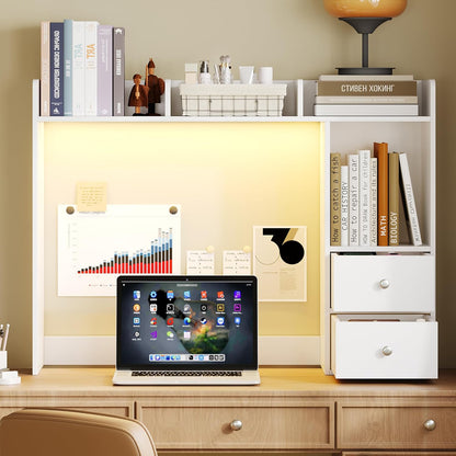 Desktop Bookshelf, 36.4" DormDesk Hutch with 5 Shelves