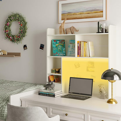 Desktop Bookshelf, 36.4" DormDesk Hutch with 5 Shelves
