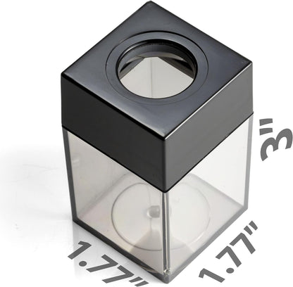 Magnetic Paper Clip Dispenser, Holds 100 Paper Clips (Not Included), Clear/Black Desk Organizer for Office Accessories, Supplies and Classroom Organization, Dispenser Only