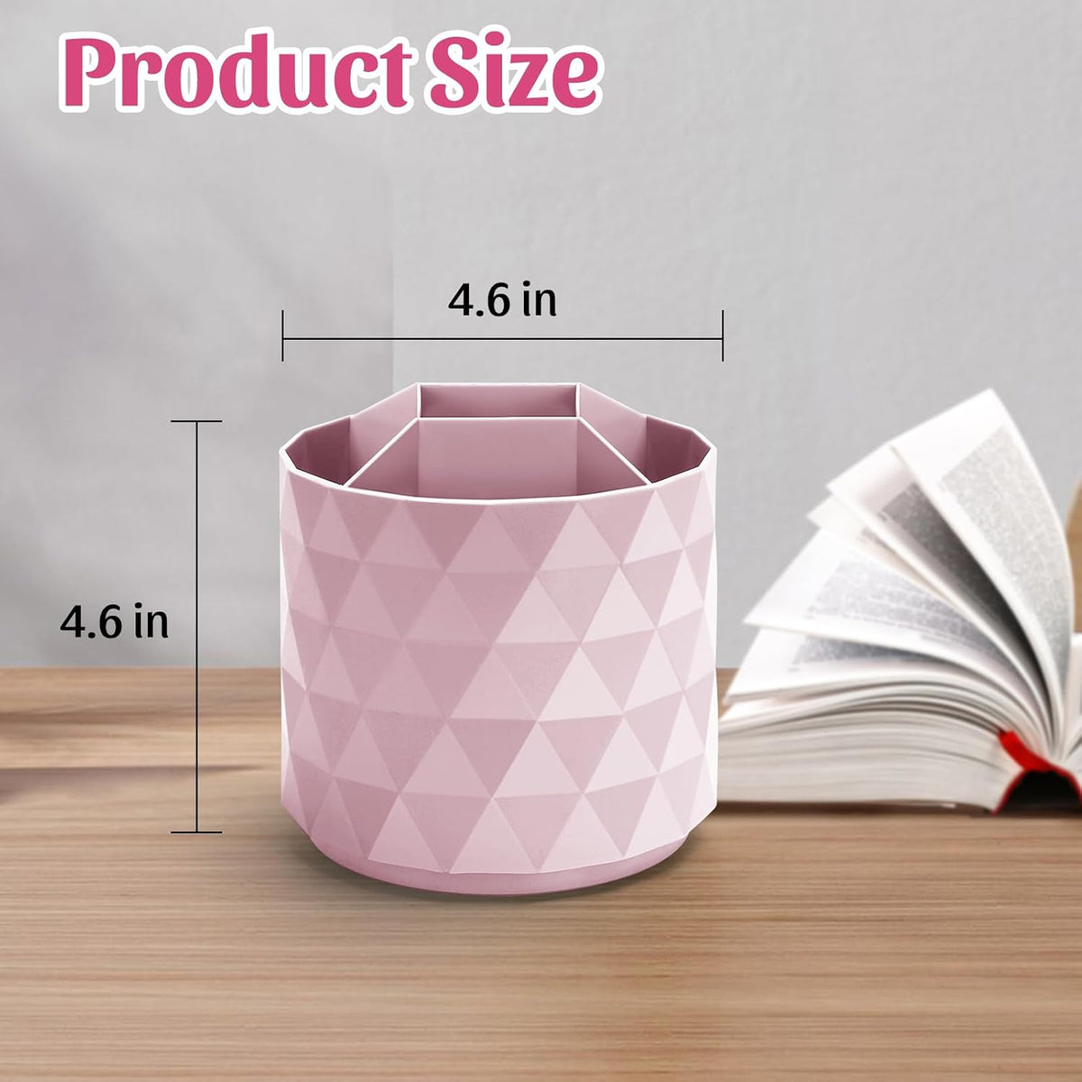 Desk Organizer,Sparkling Diamond-like Pen Holder for Desk 360°Rotating Office Accessories,Pencil Cup with 5 Compartments Storage Box Caddy for Office,School,Home,Art Supply(White)