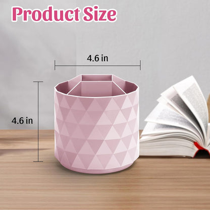 Desk Organizer,Sparkling Diamond-like Pen Holder for Desk 360°Rotating Office Accessories,Pencil Cup with 5 Compartments Storage Box Caddy for Office,School,Home,Art Supply(White)