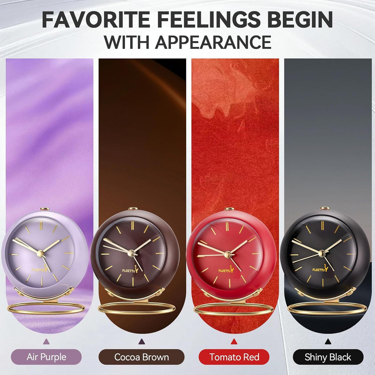 Silent Table Analog Alarm Clock No Ticking, Lighted on Demand and Battery Operated, Beep Sounds, Small Desk Clock(Cocoa Brown)