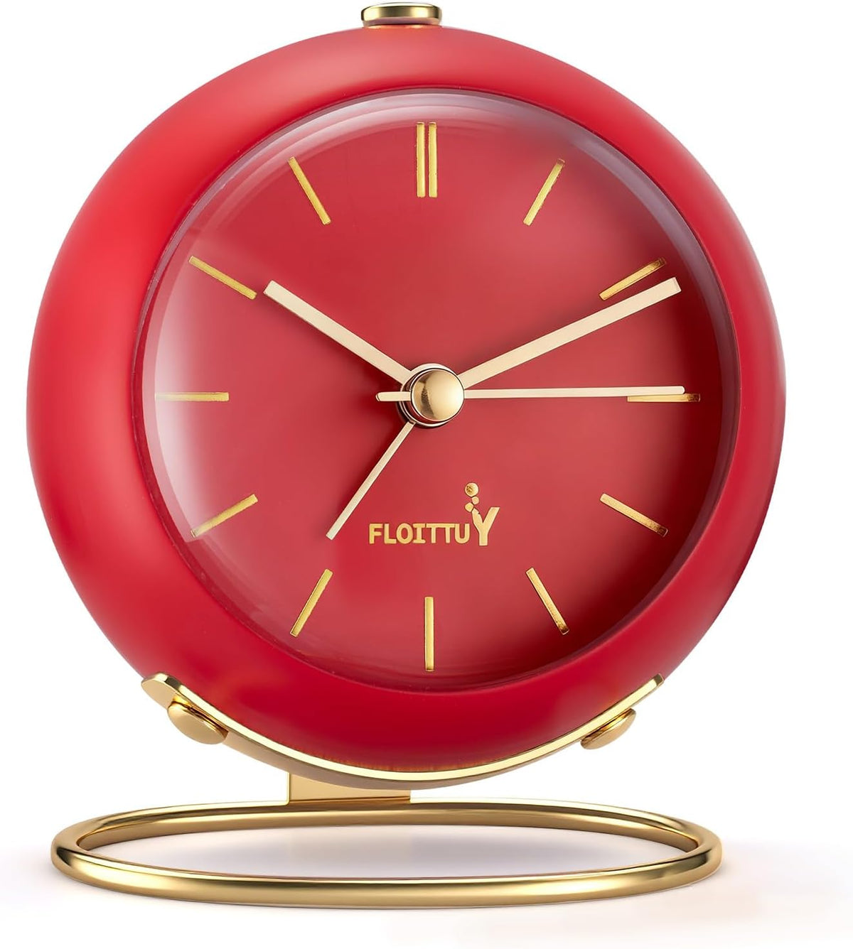 Silent Table Analog Alarm Clock No Ticking, Lighted on Demand and Battery Operated, Beep Sounds, Small Desk Clock(Cocoa Brown)