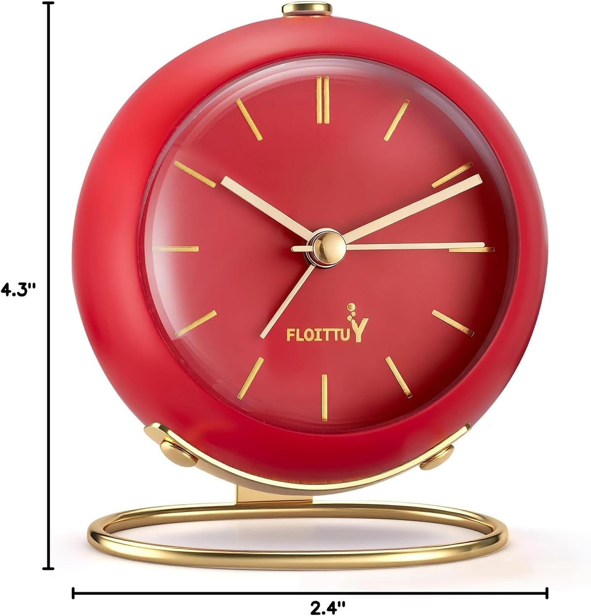 Silent Table Analog Alarm Clock No Ticking, Lighted on Demand and Battery Operated, Beep Sounds, Small Desk Clock(Cocoa Brown)