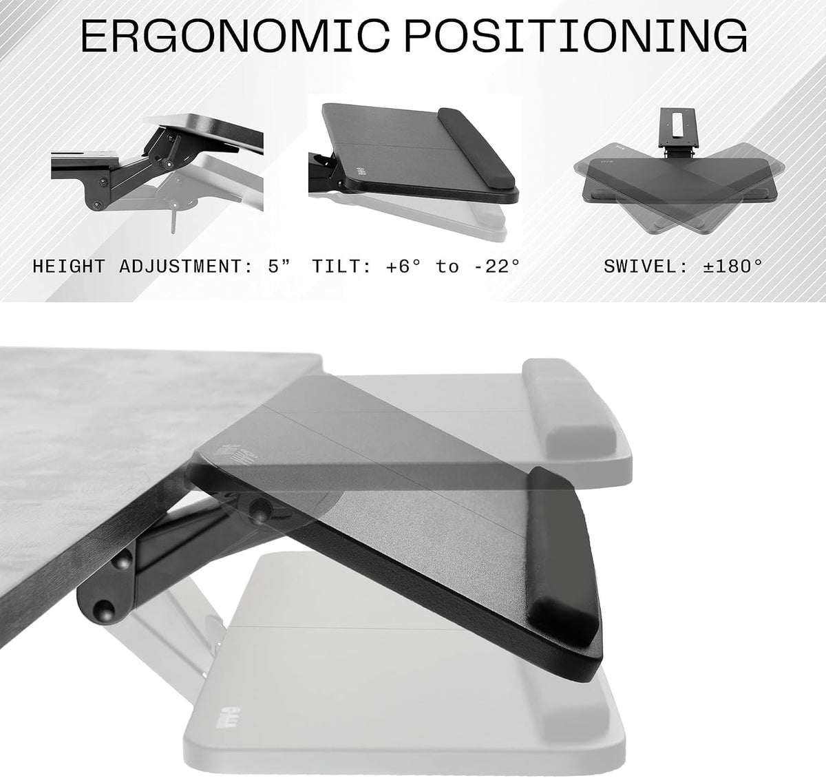 Black Under Desk 25 x 10 in Keyboard Tray, MOUNT-KB03B