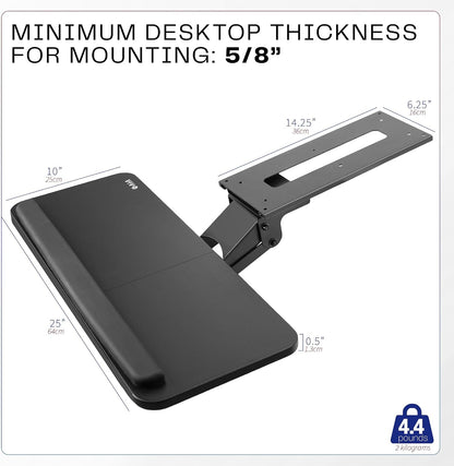 Black Under Desk 25 x 10 in Keyboard Tray, MOUNT-KB03B