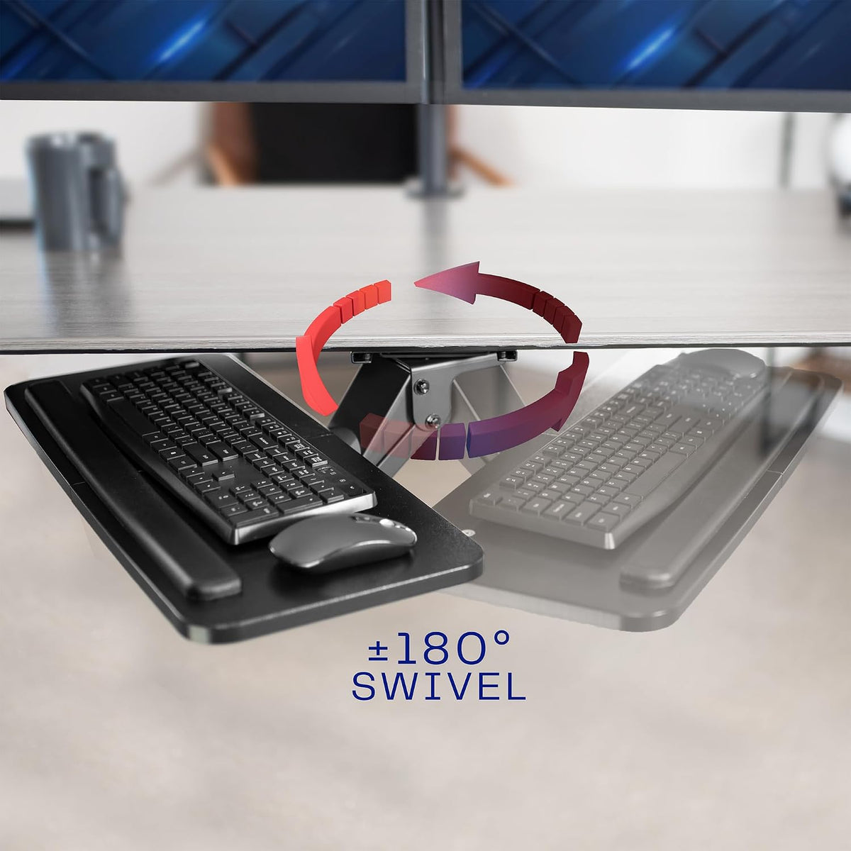 Black Under Desk 25 x 10 in Keyboard Tray, MOUNT-KB03B