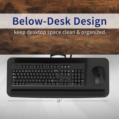 Black Under Desk 25 x 10 in Keyboard Tray, MOUNT-KB03B