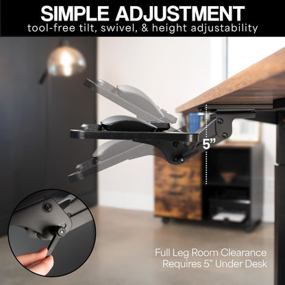Black Under Desk 25 x 10 in Keyboard Tray, MOUNT-KB03B