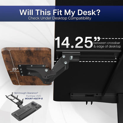Black Under Desk 25 x 10 in Keyboard Tray, MOUNT-KB03B