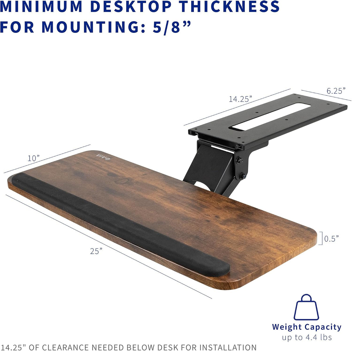 Black Under Desk 25 x 10 in Keyboard Tray, MOUNT-KB03B