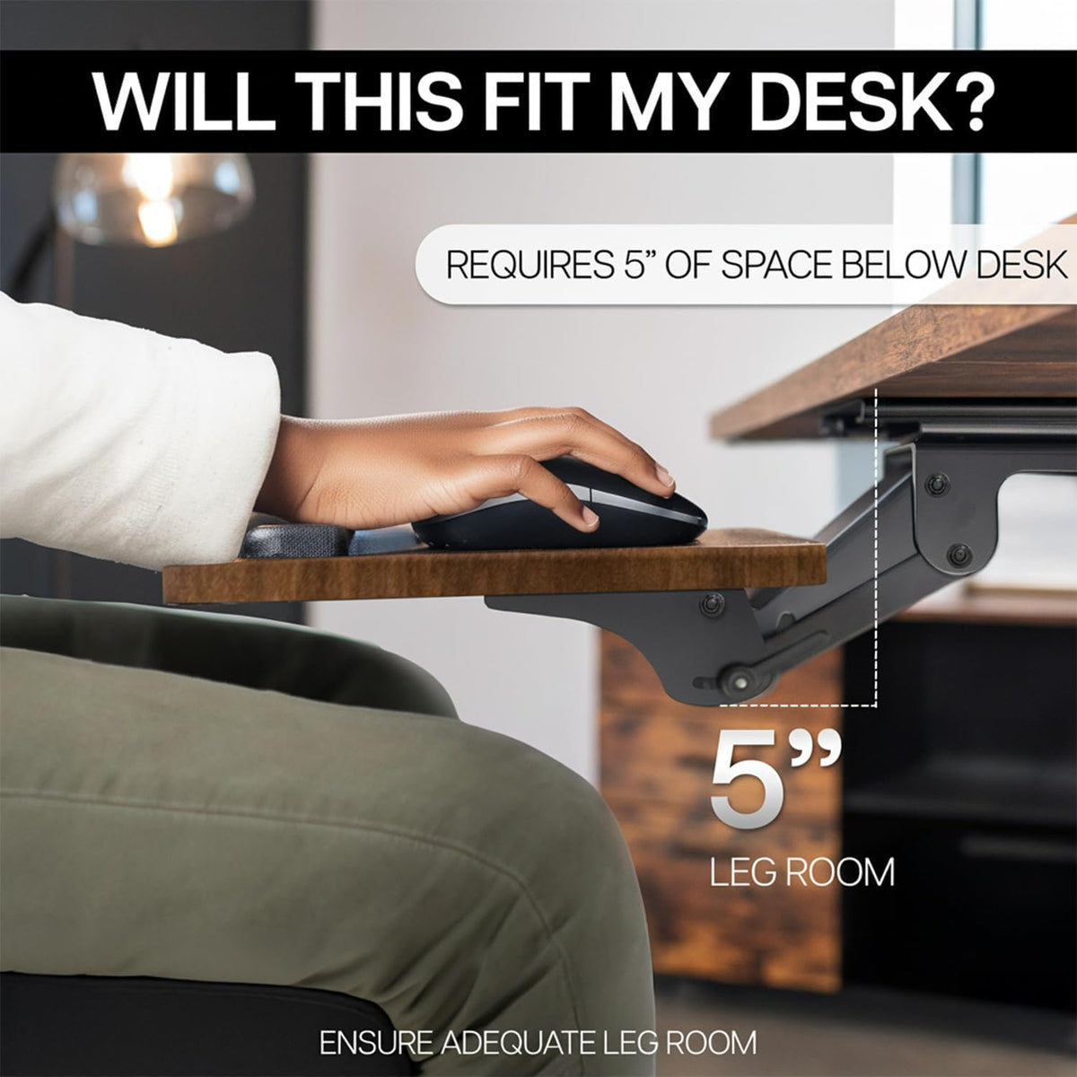 Black Under Desk 25 x 10 in Keyboard Tray, MOUNT-KB03B