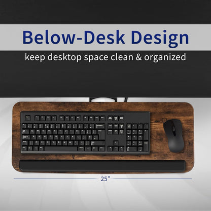 Black Under Desk 25 x 10 in Keyboard Tray, MOUNT-KB03B