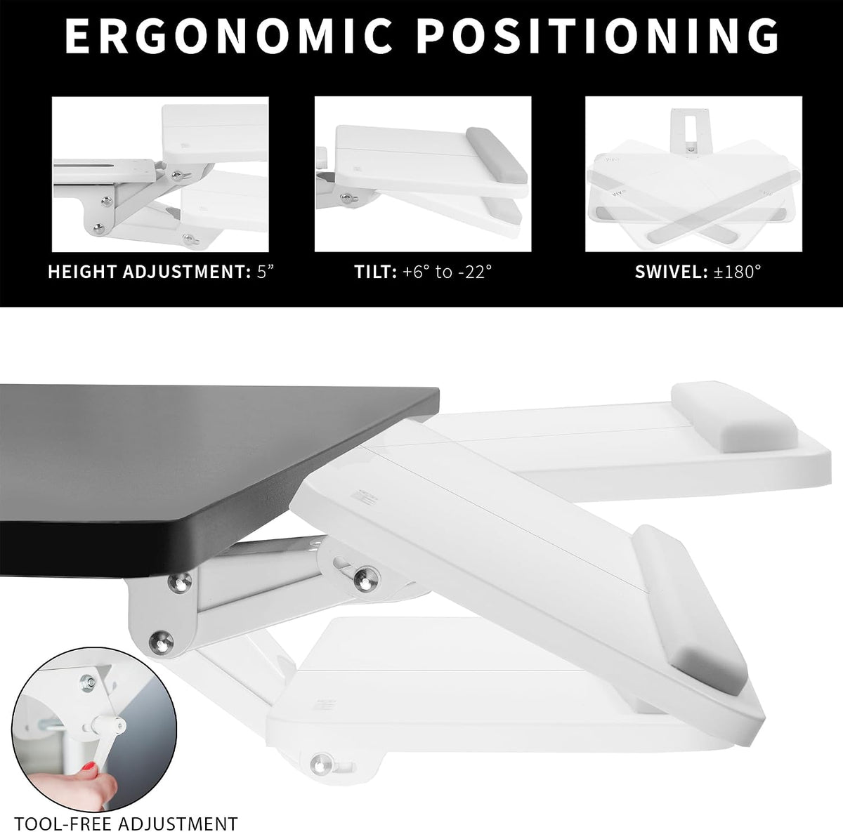 Black Under Desk 25 x 10 in Keyboard Tray, MOUNT-KB03B