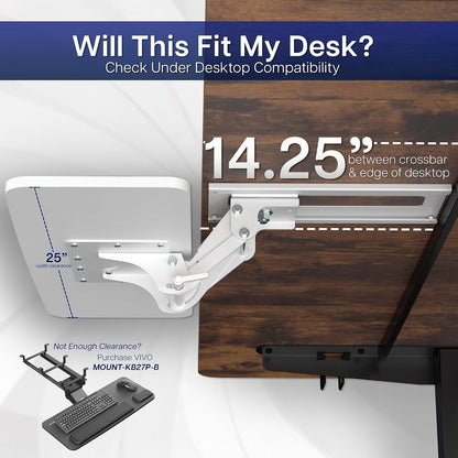 Black Under Desk 25 x 10 in Keyboard Tray, MOUNT-KB03B