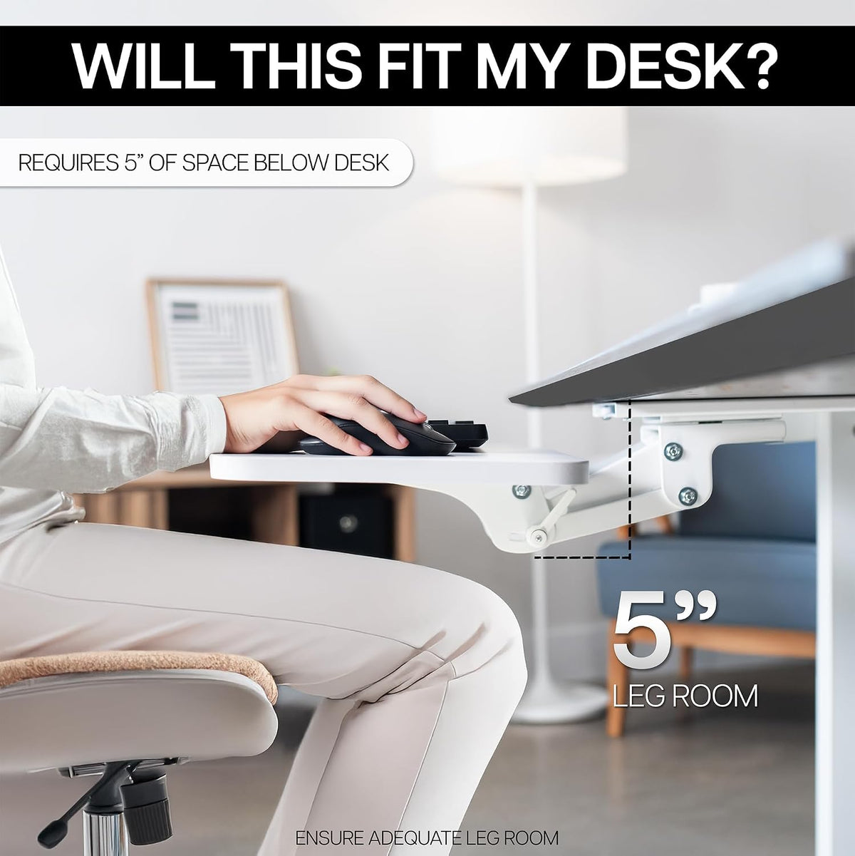 Black Under Desk 25 x 10 in Keyboard Tray, MOUNT-KB03B