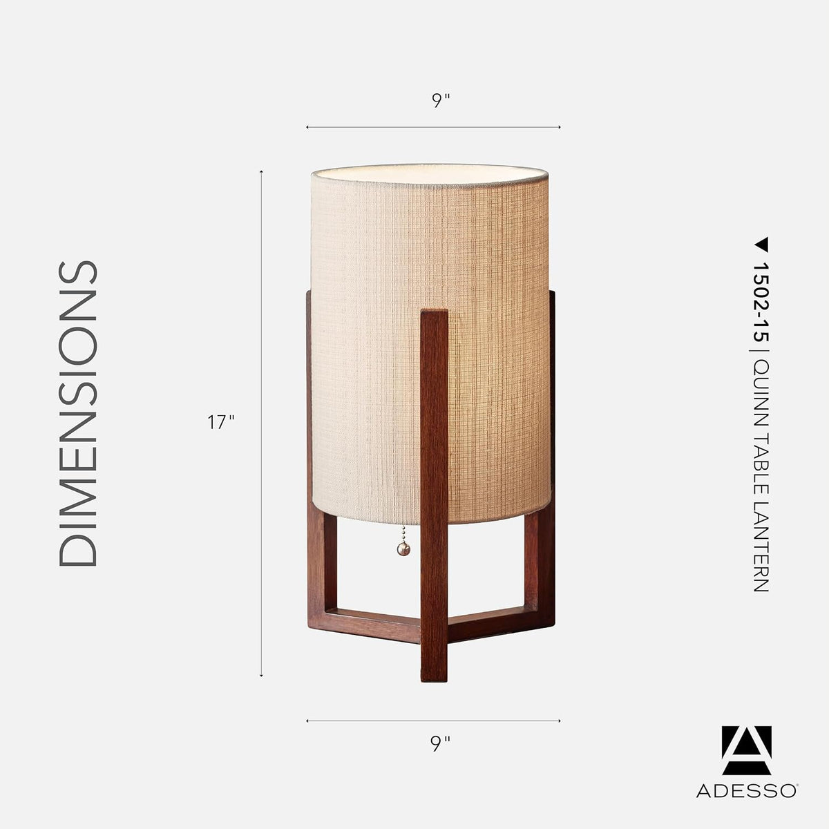 Table Lamp, Walnut Birch Wood & Natural Linen Shade, 23.75”