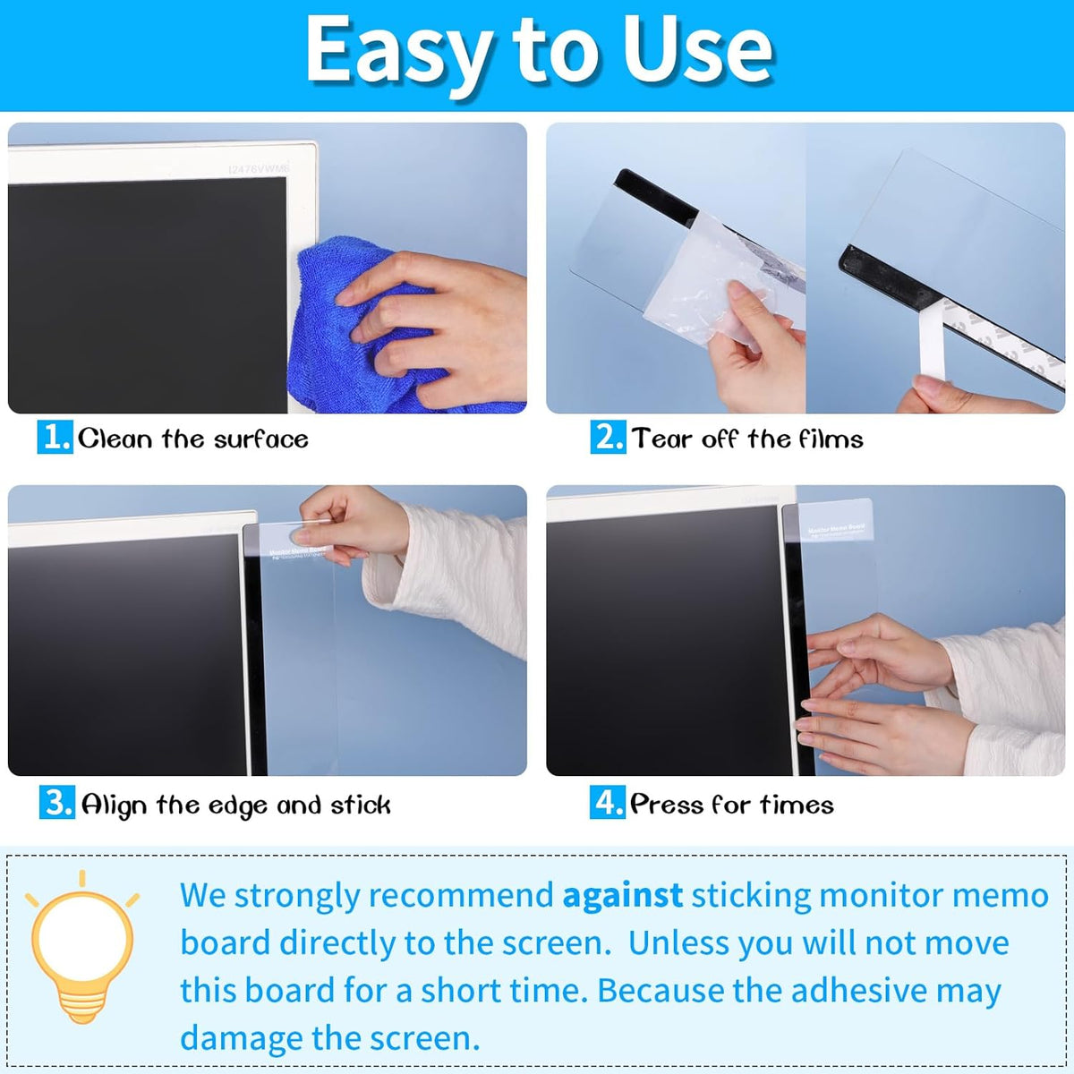 Monitor Memo Board, 4PCS Computer Monitor Side Panel Memo Board