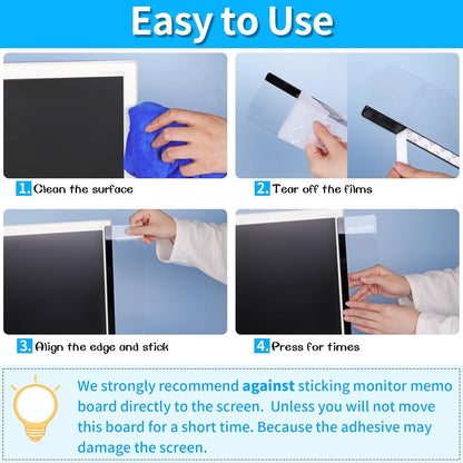 Monitor Memo Board, 4PCS Computer Monitor Side Panel Memo Board