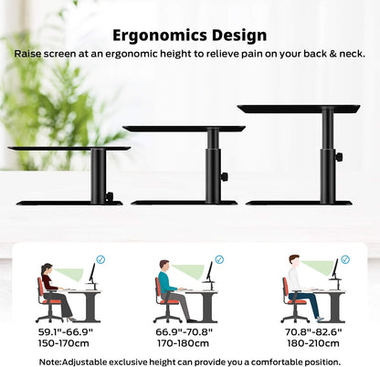 Monitor Stand, Adjustable Height Metal Desktop Riser, Black
