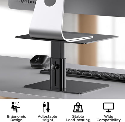 Monitor Stand, Adjustable Height Metal Desktop Riser, Black