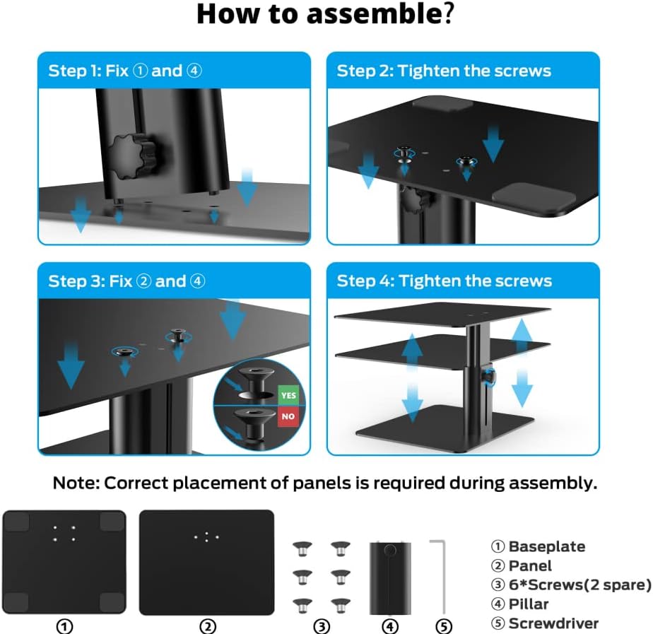 Monitor Stand, Adjustable Height Metal Desktop Riser, Black