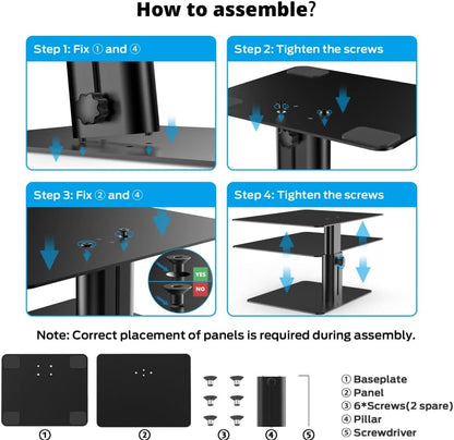 Monitor Stand, Adjustable Height Metal Desktop Riser, Black