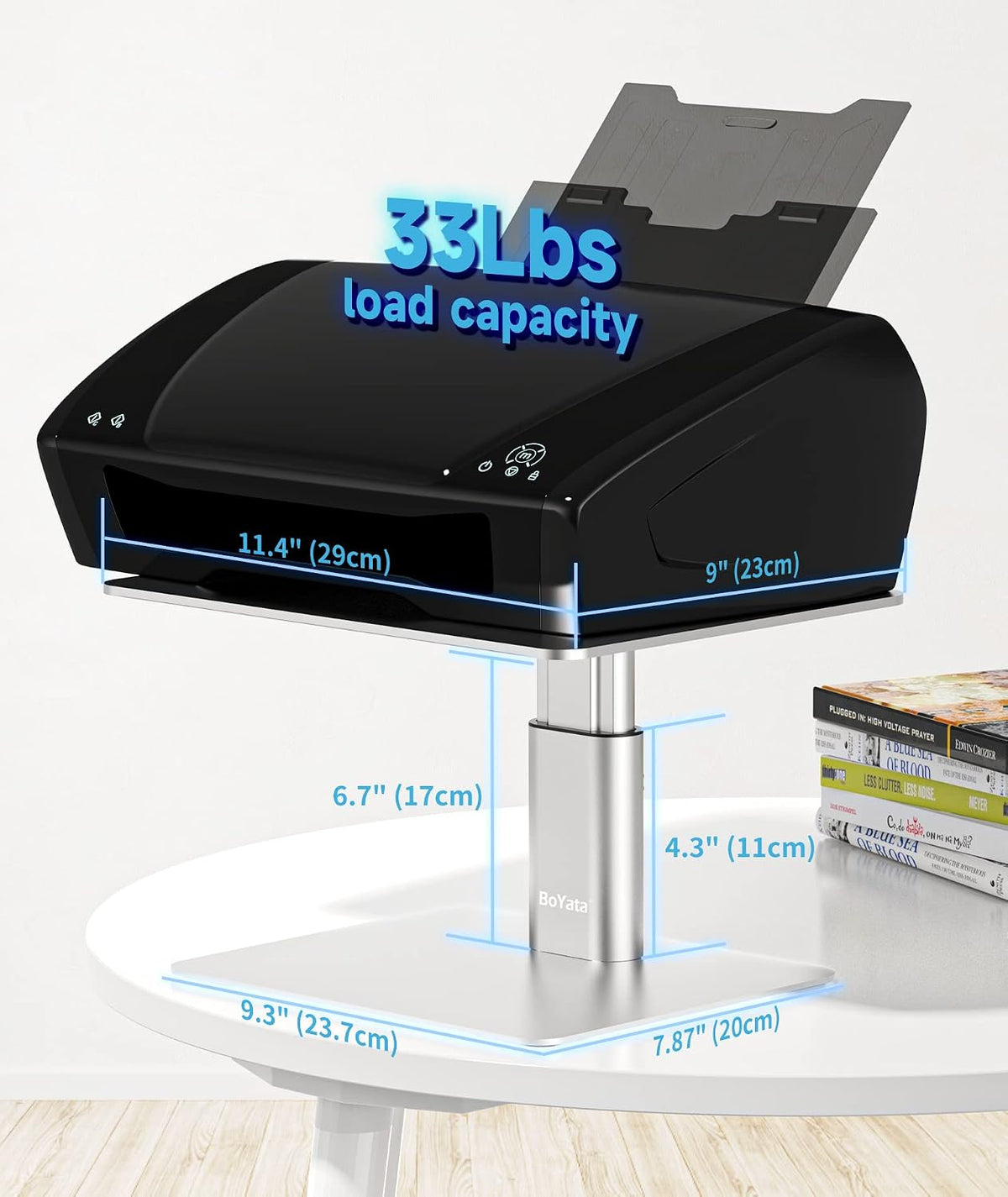 Monitor Stand, Adjustable Height Metal Desktop Riser, Black