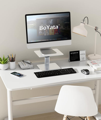 Monitor Stand, Adjustable Height Metal Desktop Riser, Black