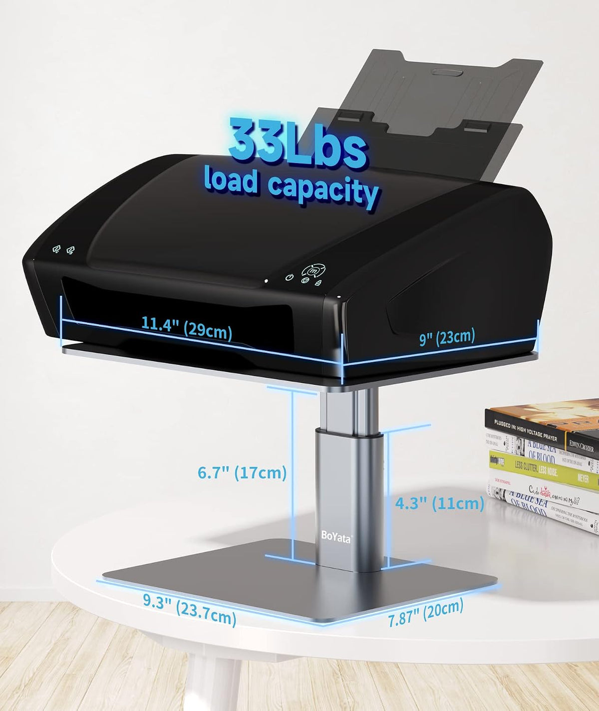 Monitor Stand, Adjustable Height Metal Desktop Riser, Black